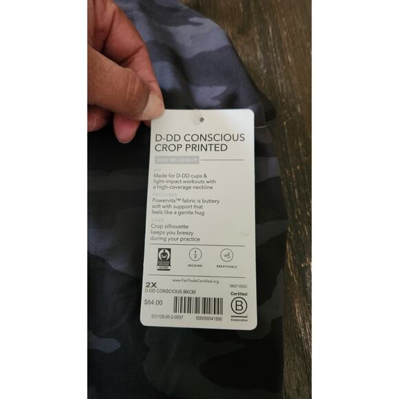 Athleta D-DD Conscious Crop Bra Camo Plus size 2X Activewear Athletic Athleisure - Picture 11 of 12